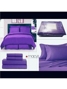 NWT Vintage Essential Collection Purple California King 4Pc microfiber Sheet Set